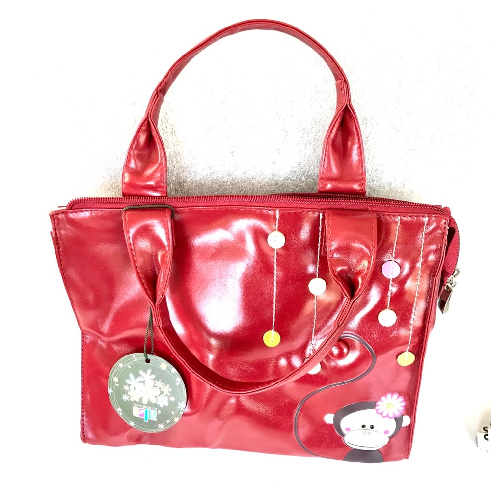 Insulated ADSA lunch bag zipper Red Monkey design